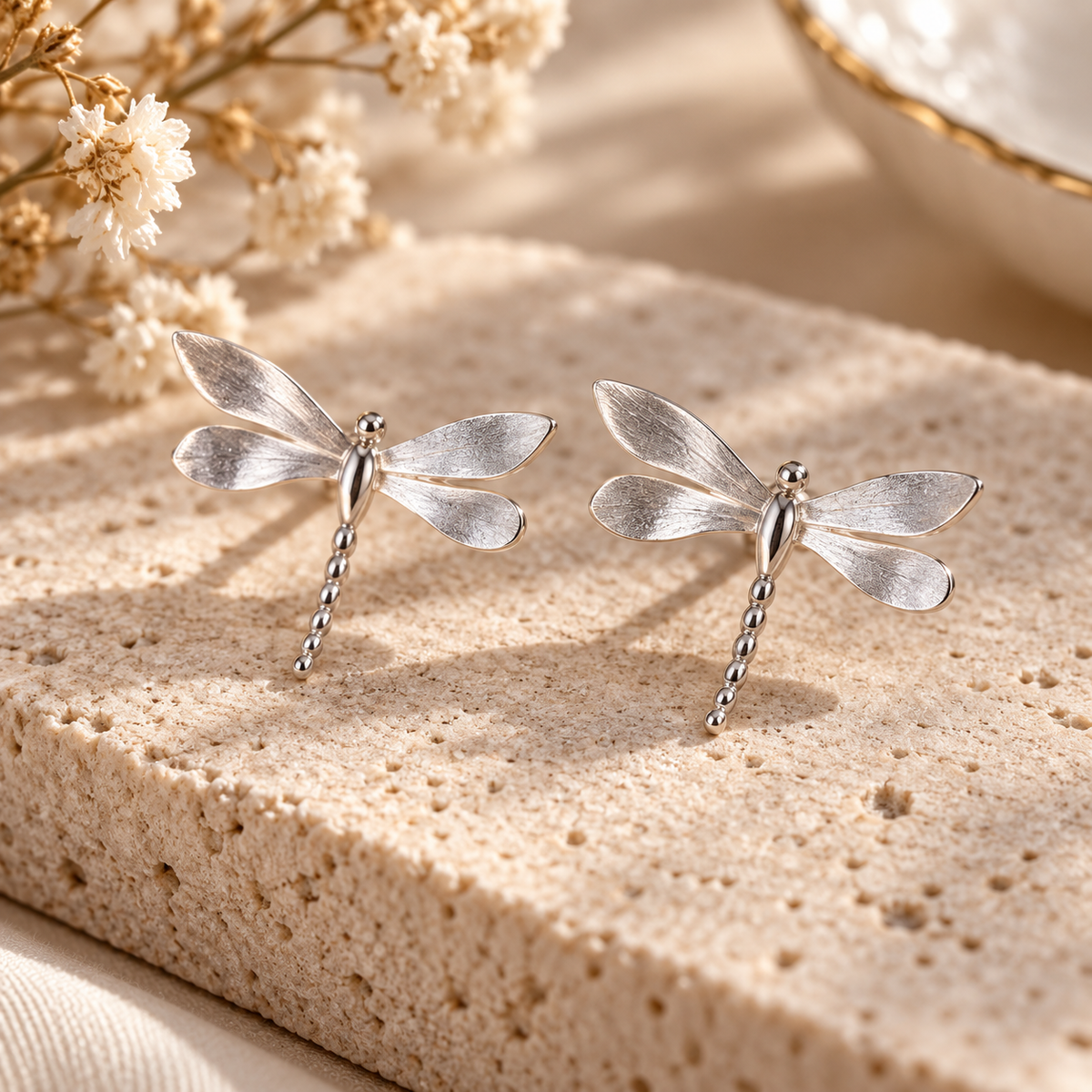 Livavixo® Silver Dragonfly Stud Earrings for Women – Elegant Nature-Inspired Earrings