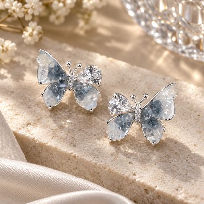 Livavixo® Crystal Butterfly Stud Earrings for Women – Elegant Sparkling Statement Earrings