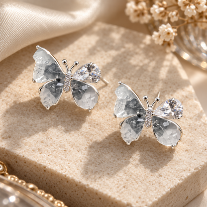Livavixo® Crystal Butterfly Stud Earrings for Women – Elegant Sparkling Statement Earrings