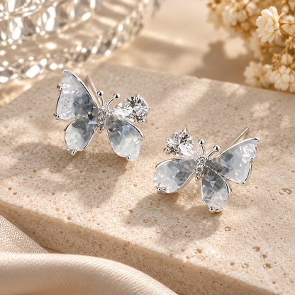 Livavixo® Crystal Butterfly Stud Earrings for Women – Elegant Sparkling Statement Earrings