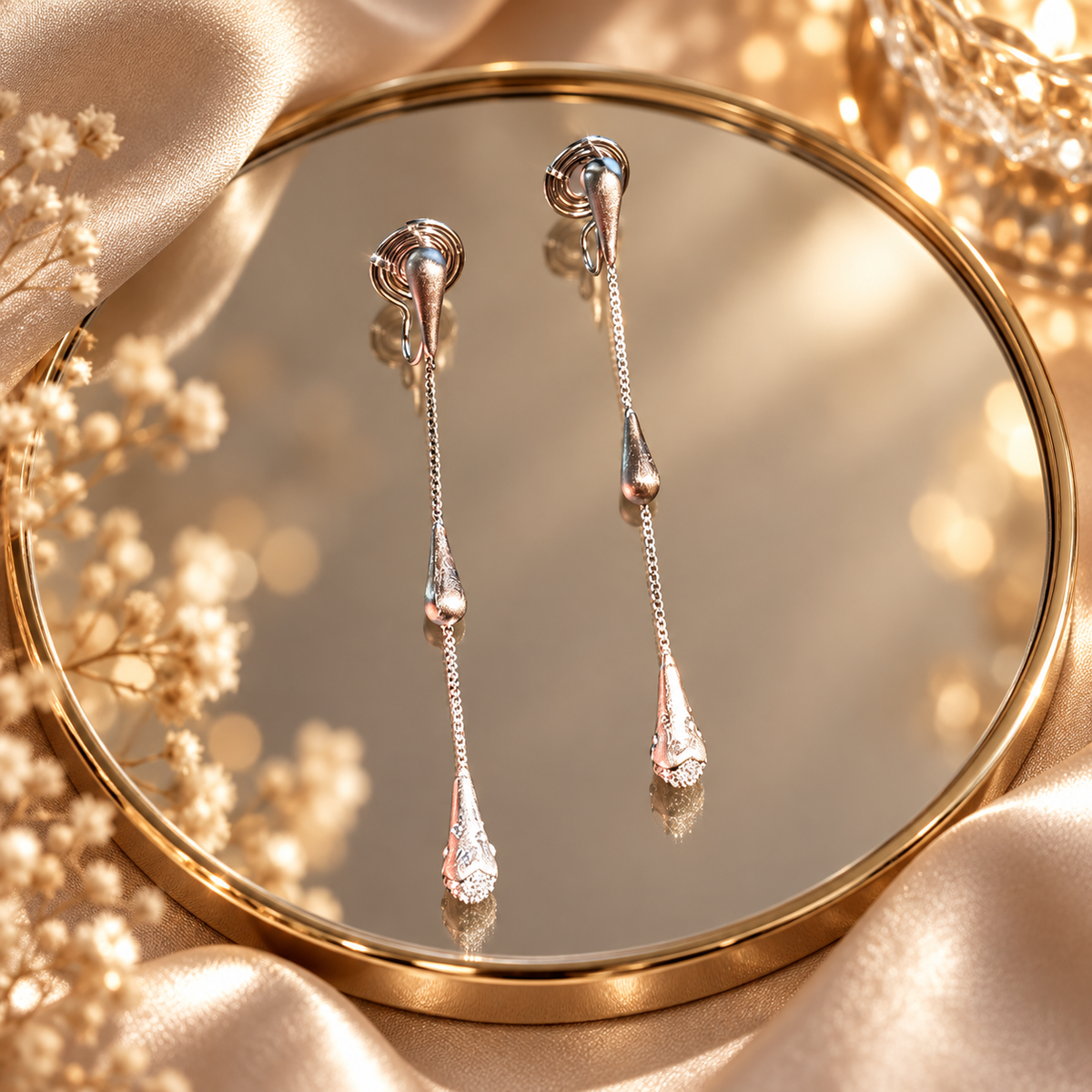 Livavixo® Silver Teardrop Chain Earrings for Women – Elegant Long Dangle Earrings