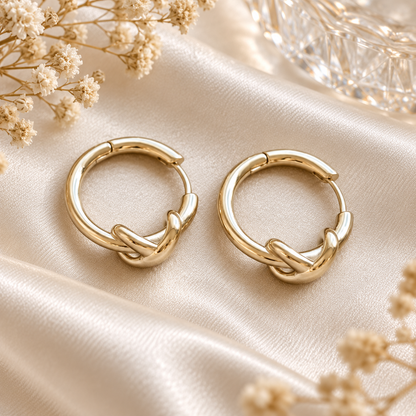 Livavixo® Gold Knot Hoop Earrings for Women – Minimalist Polished Huggie Earrings