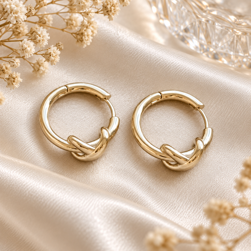 Livavixo® Gold Knot Hoop Earrings for Women – Minimalist Polished Huggie Earrings