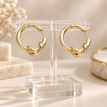 Livavixo® Gold Knot Hoop Earrings for Women – Minimalist Polished Huggie Earrings
