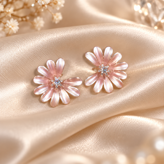 Livavixo® Pink Daisy Flower Stud Earrings for Women