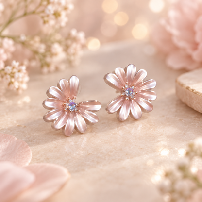 Livavixo® Pink Daisy Flower Stud Earrings for Women