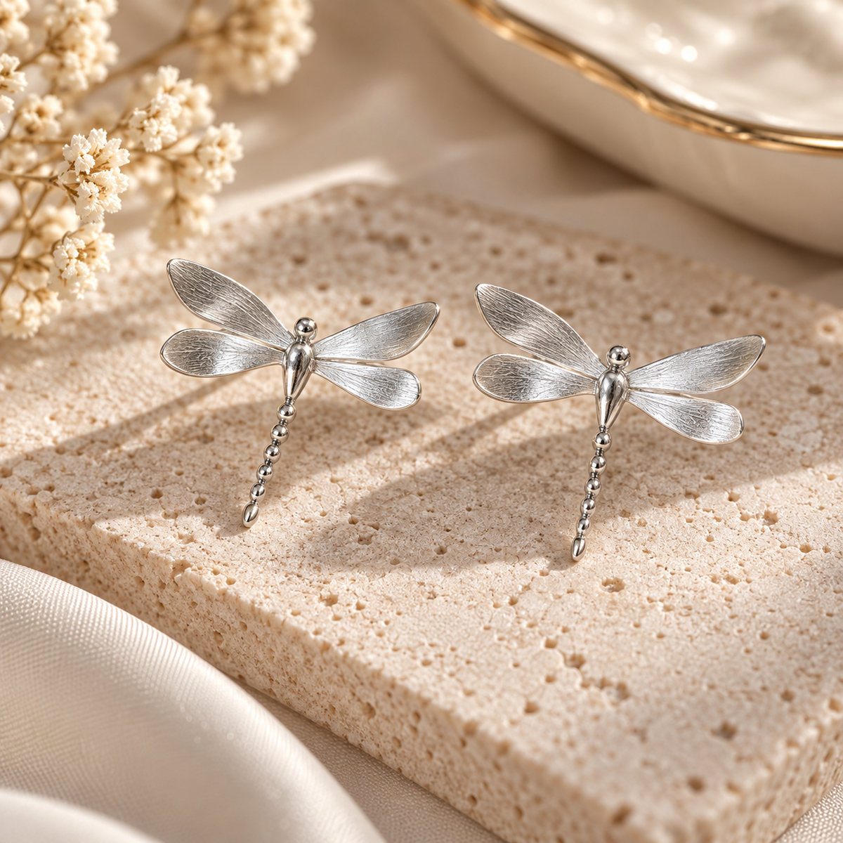 Livavixo® Silver Dragonfly Stud Earrings for Women – Elegant Nature-Inspired Earrings