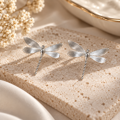 Livavixo® Silver Dragonfly Stud Earrings for Women – Elegant Nature-Inspired Earrings