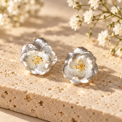 Livavixo® Silver Floral Stud Earrings for Women – Elegant Layered Flower Earrings